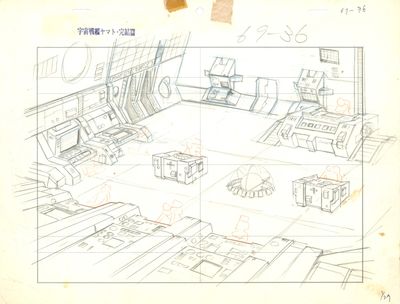 a drawing of a room with a lot of boxes on the floor