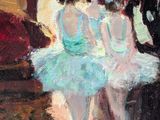 a painting of a group of ballerinas in a room