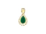 14k yellow gold diamond and emerald tear pendant