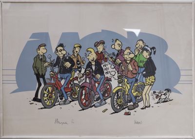 a picture of a group of people riding bikes