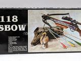 an image of a box with a crossbow and a rifle on it