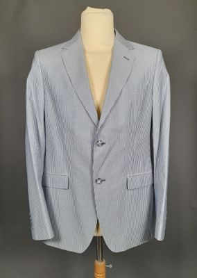 AZZARO. Veste de costume pour homme en coton à rayures blanc…