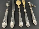a set of five silverplated flatwares and forks