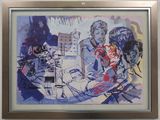 une peinture représentant un groupe de personnes assises à une table