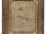 an old picture of a wooden frame with the word sold written on it
