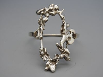 bague plaquée argent ornée de deux oiseaux et d'une branche