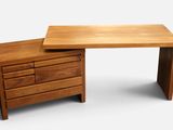 a desk with a drawer underneath it on a white background