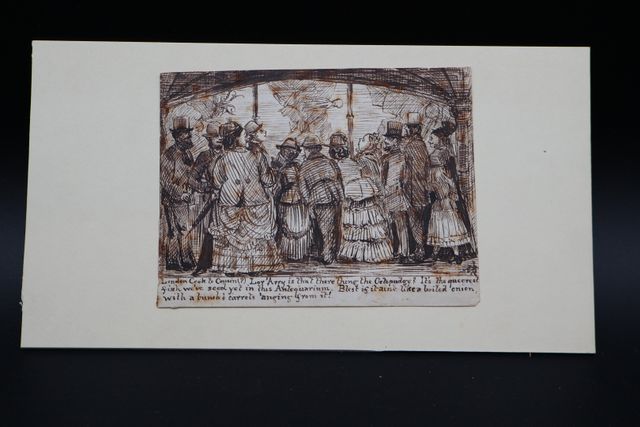 École Anglaise XIXème « A l’aquarium ». Encre sur papier. Monogra...