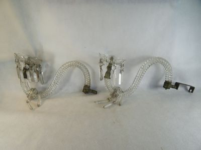 Paire appliques à gaz en tube cristal d'époque Napoléon 3