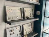 a display of earrings on a shelf in a room