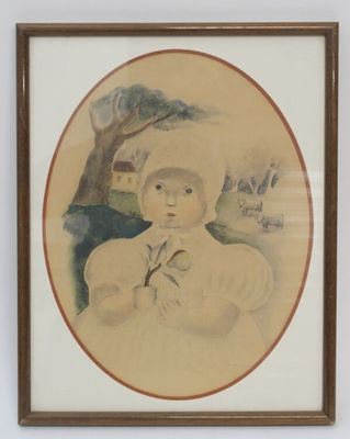 Ecole française XXe. enfant à la branche de poirier dans un …