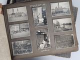 a book with pictures of people and buildings on it
