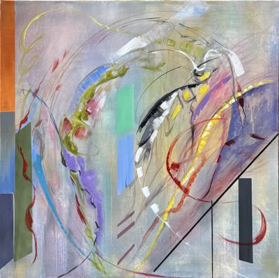 an abstract painting of a painting with various colors and shapes