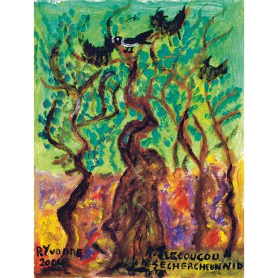 an image of a painting of birds in a tree