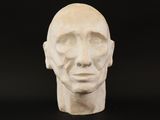 an image of a sculpture of a man ' s head on a black surface