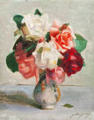 GUSTAVE DURAND (1863-1938), « Bouquet », Huile sur panneau s…
