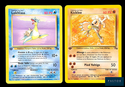 deux cartes Pokémon présentant des motifs différents sur un fond noir