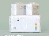 three packs of baby diapers sitting on top of each other