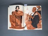 an open book with a picture of a woman playing a musical instrument and a man playing a musical instrument