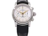 an image of a watch with a white dial and black leather strap