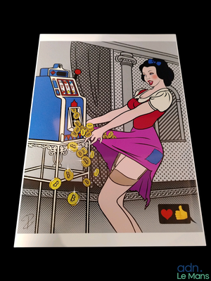 a picture of a woman playing a game of pinball