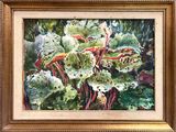 a picture of a painting of a plant in a gold frame