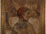 une image représentant un tableau d'une femme portant un chapeau rouge