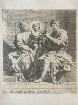 drawing of a woman holding a child and a man holding a baby