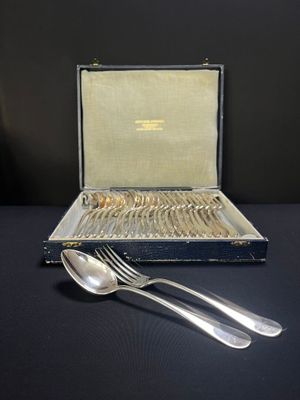 CHRISTOFLE 12 grands couverts en métal argenté modèle unipla… - Photo 1