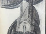 pencil drawing of a vase and a knife on a piece of paper