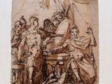 an image of a drawing of a group of people sitting around a table