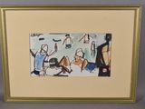 painting of a group of people playing instruments in a room