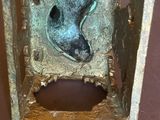 une boîte en métal avec l'image d'un oiseau à l'intérieur