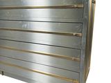 a metal chest with five drawers on it
