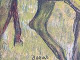 painting of a man riding a horse in a field with another man on a horse