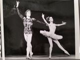 black and white photograph of two ballerinas in tutu pose
