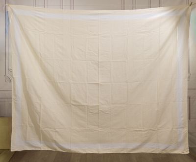 an image of a white blanket hanging in a room