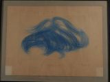 a picture of a blue drawing of a man ' s hair