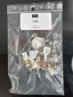 a bag of assorted items sitting on a table