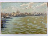 un tableau représentant une vue de la ville depuis l'eau