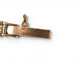 a close up of a gold bracelet with a clasp