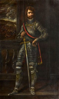 an image of a painting of a man in armor holding a sword