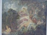 a painting on the wall of a room with a painting on it