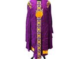 a purple and yellow clergy robe with a cross on the front