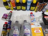 many different types of cleaning products on the table
