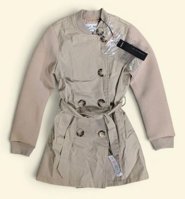 trench coat with hood and belt in khaki color