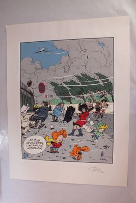 une photo d'un tableau représentant des personnages de dessins animés accroché au mur