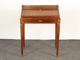 an image of a small wooden desk with a drawer underneath it