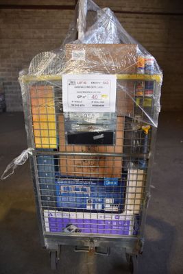 a cart that has a lot of items in it