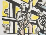 drawing of a man holding a snake in a cage with other people